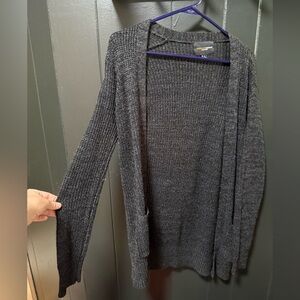 Charcoal Gray Open Front Sweater